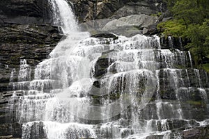 Waterfall close up in Norway fjord photo