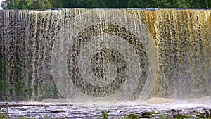 Waterfall close up slow motion. Jagala waterfall in estonia