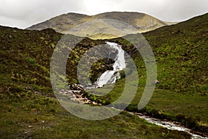 Waterfall on a Cloudy Day in Scotland