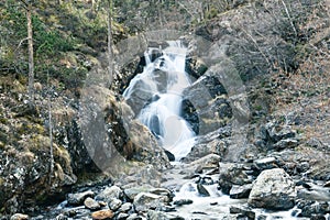 Waterfall in the Comapedrosa Natural Park in Arinsal, La Massana, Andorra.