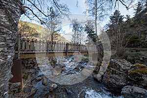 Waterfall in the Comapedrosa Natural Park in Arinsal, La Massana, Andorra.