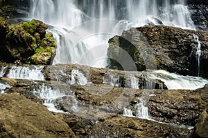 Waterfall, countryside landscape in a village in Cianjur, Java, Indonesia