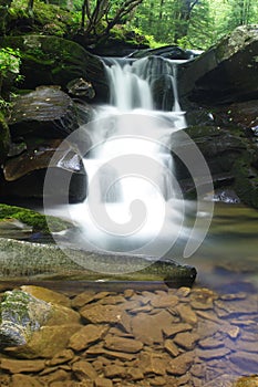 Waterfall into creek and rocks