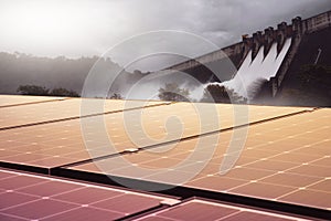 Dam and Solar panels,alternative energy
