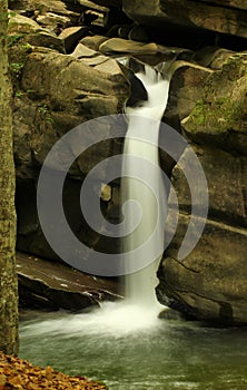 Waterfall Davir or Red guerilla in the river Tur in the Carpathian mountains, Lumshory photo