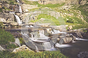 Waterfall de cotatuero under Monte Perdido at Ordesa Valley Aragon Huesca Pyrenees of Spain photo