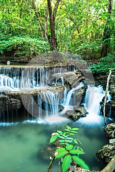 Waterfall in Deep forest at Huay Mae Ka Min National Park