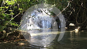 Waterfall in deep forest at Huay Mae Kamin Waterfall The beautiful and famous in Khuean Srinagarindra National Park