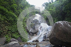 Waterfall in deep forest in national park in Chanthaburi,