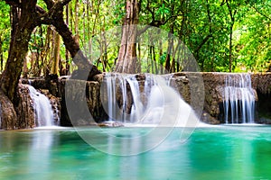 Waterfall deep forest soft scenic
