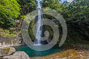 Waterfall deep inside forest