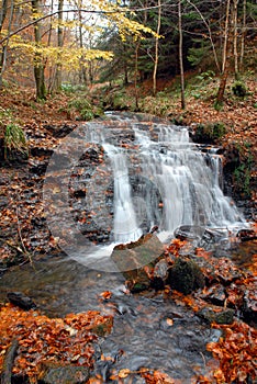 Waterfall in Derbyshire Peak District in Autumn