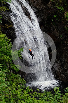 Waterfall descent in Scotland