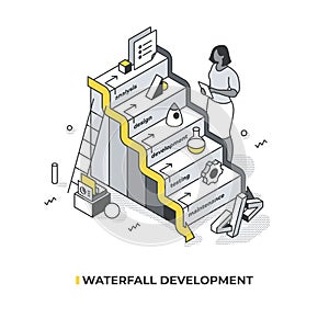 Waterfall Development Isometric Scene