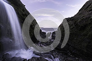 Waterfall on the Devon coastline