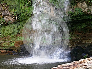Waterfall do Homem at the miradouro da Rocha on the island of Sao Miguel