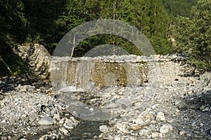 waterfall on the Dona river in Bardonecchia Turin Italy