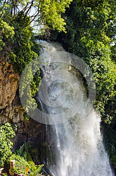 Waterfall. drop of water in the river from the ledge.