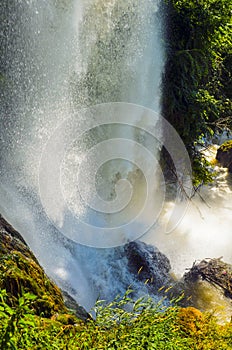 Waterfall. drop of water in the river from the ledge.