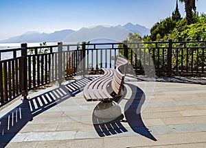 Waterfall Duden at Antalya, Turkey - nature travel background observation deck view of the mediterranean sea