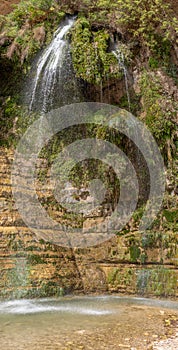 Waterfall in Ein Gedi National Park in Israel