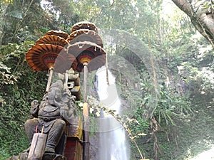 Waterfall with eksterior ganesa statue