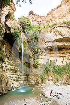 Waterfall in En Gedi Nature Reserve and National Park