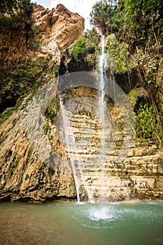 Waterfall in En Gedi Nature Reserve and National Park photo