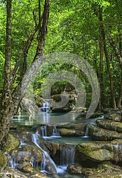 Waterfall Eravan, in Kanchanabury, Thailand