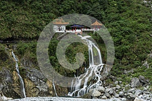 Waterfall and Eternal Spring Shrine at Taroko, Taiwan