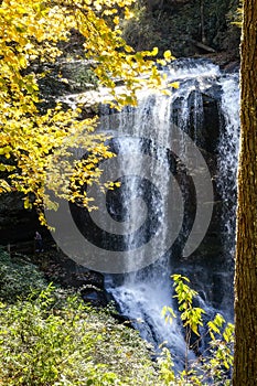 Waterfall with Fall Colors in Rural North Carolina
