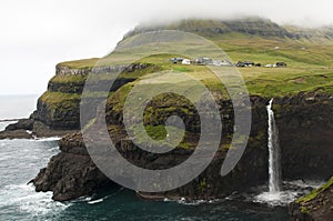 A waterfall in Faroe Islands