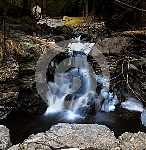 Waterfall flow in mountain