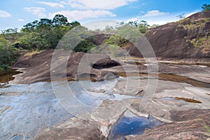Waterfall that flows down from the mountains.