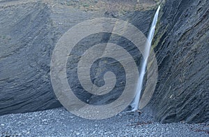 Waterfall in the flysch of Zumaia, Basque Coast Geopark