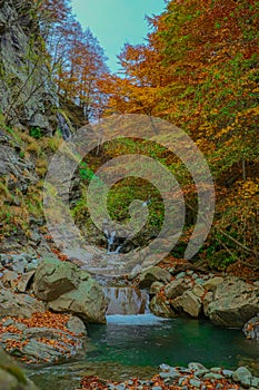 Waterfall with forest in Appenines