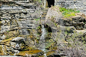 waterfall in forest, in cinque terre, Liguria, Italy