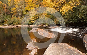 Waterfall and forest in the fall