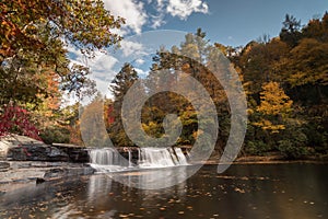 Waterfall and forest in the fall