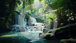 waterfall in the forest generated by AI tool