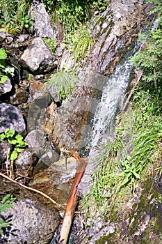 Waterfall in the forest mountain Poland