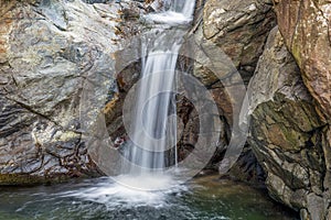 Waterfall in the forest with the river of water emerald green/waterfall/forest/river/green