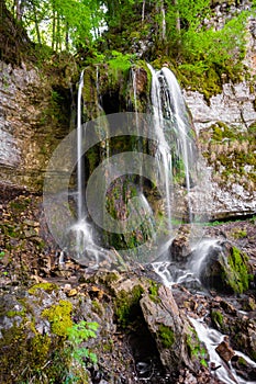 Waterfall an forest stream black forest summer