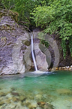 Waterfall in the forest of tuscany