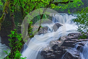 Waterfall in Gachedili canyon, Georgia, wild place