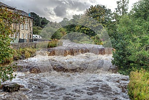 Waterfall on Gayle Beck, Gayle Village, high water