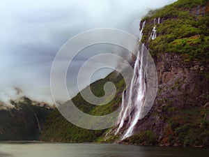 Waterfall in Geiranger fjord in Norway