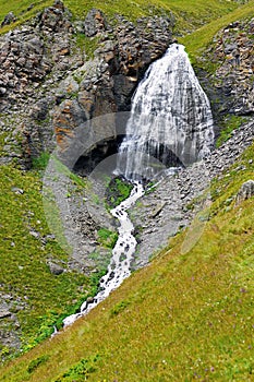 Waterfall Girlish Braids between the mountains of Northern Caucas