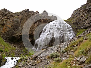 Waterfall Girlish Braids Between The Mountains Of Northern Caucas