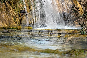 Waterfall in the gorge of Milonas near famous beach of Agia Fotia, Ierapetra, Crete, Greece